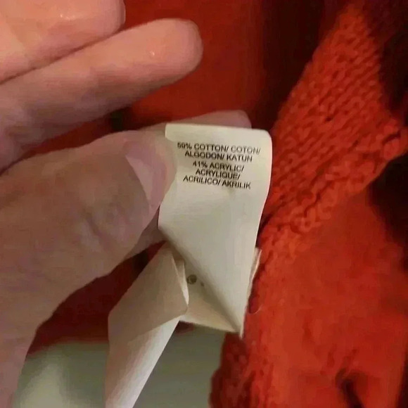 Lucky Brand size small tomato 🍅 red/orange zipper jacket w pockets, sweater - Picture 6 of 8